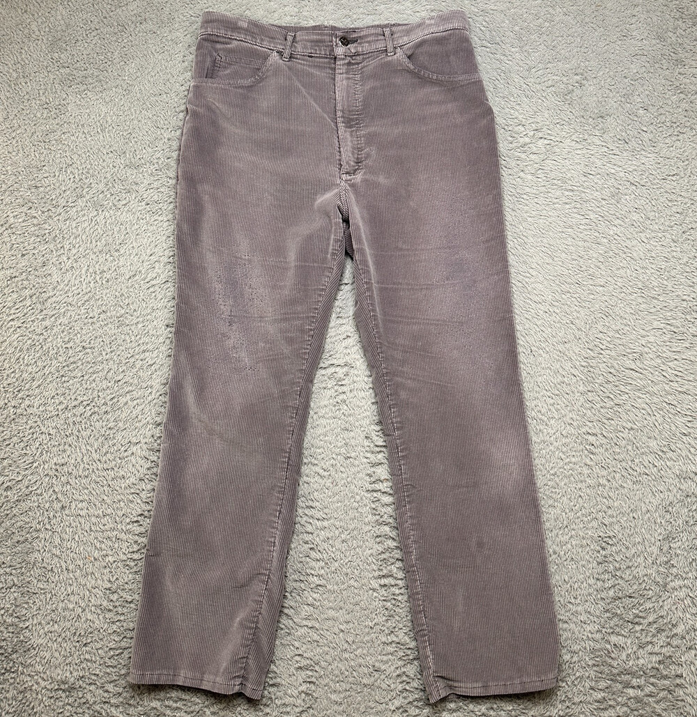 Vintage 80s Lee Corduroy Pants Mens 34x29 (tag 36x32) Gray USA Union Made